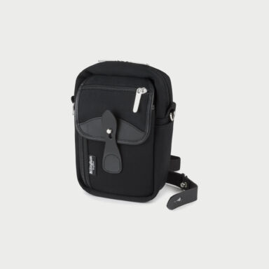 Airline Stowaway Pouch Black Canves Black Leather Airline Stowaway Pouch Black Canves Black Leather
