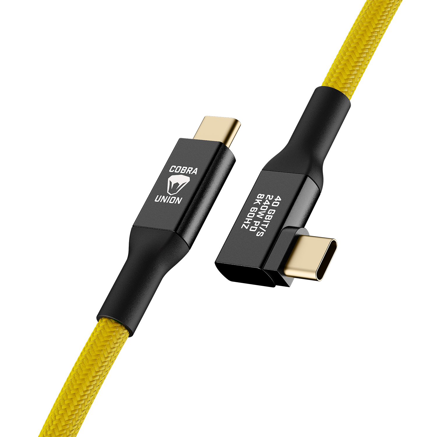 Cobraunion Usb C Cable 0 3m 40g Yellow Angled