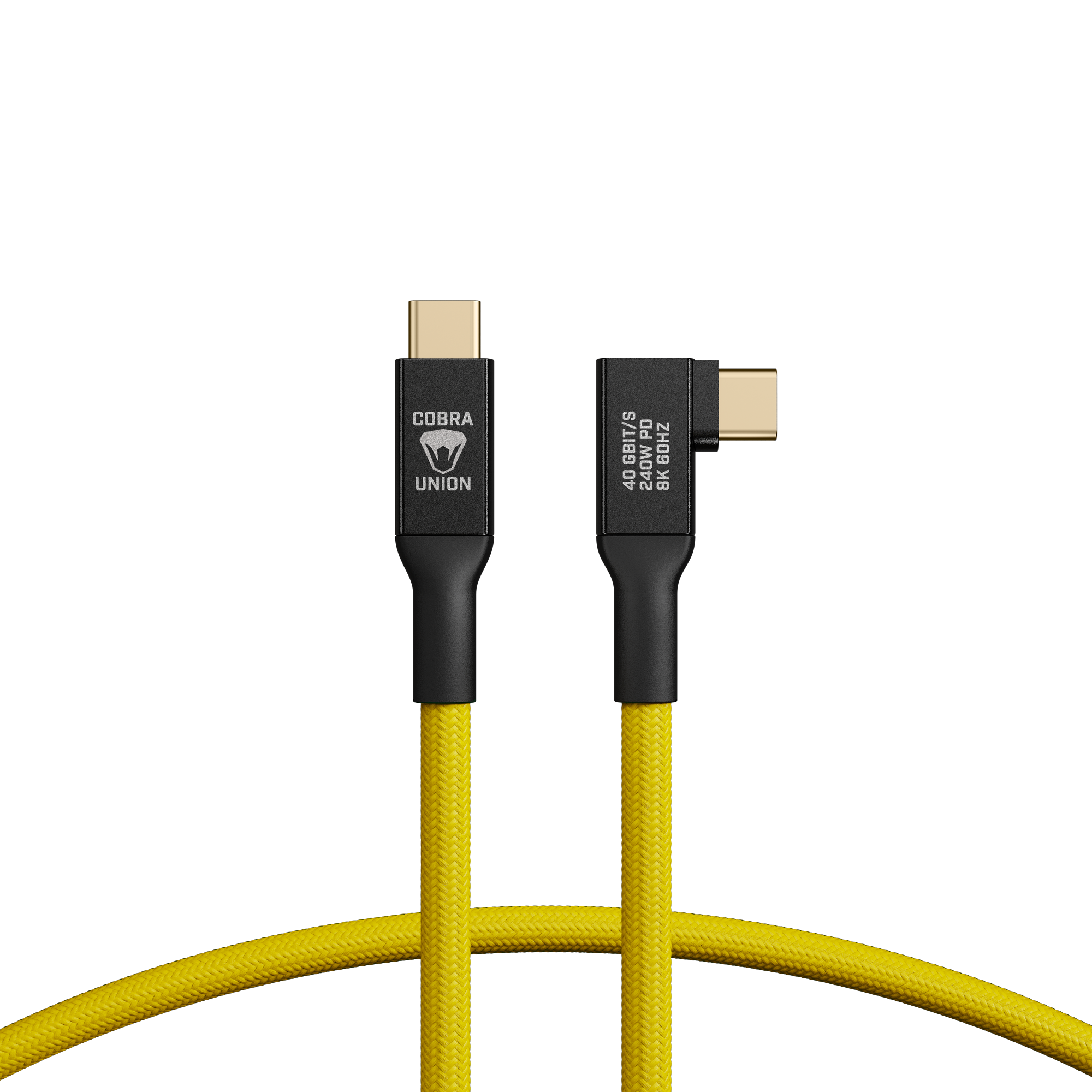 Cobraunion Usb C Cable 90 0 5m 40g Yellow Angled