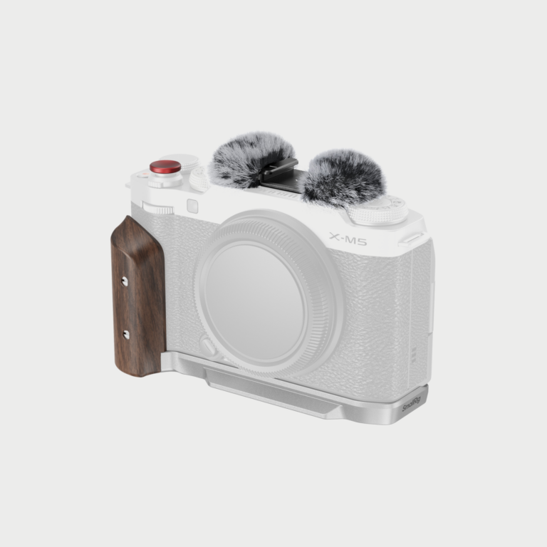 5261 L Shape Mount Plate With Wooden Handle For Fujifilm X M5 Silver 5261 L Shape Mount Plate With Wooden Handle For Fujifilm X M5 Silver