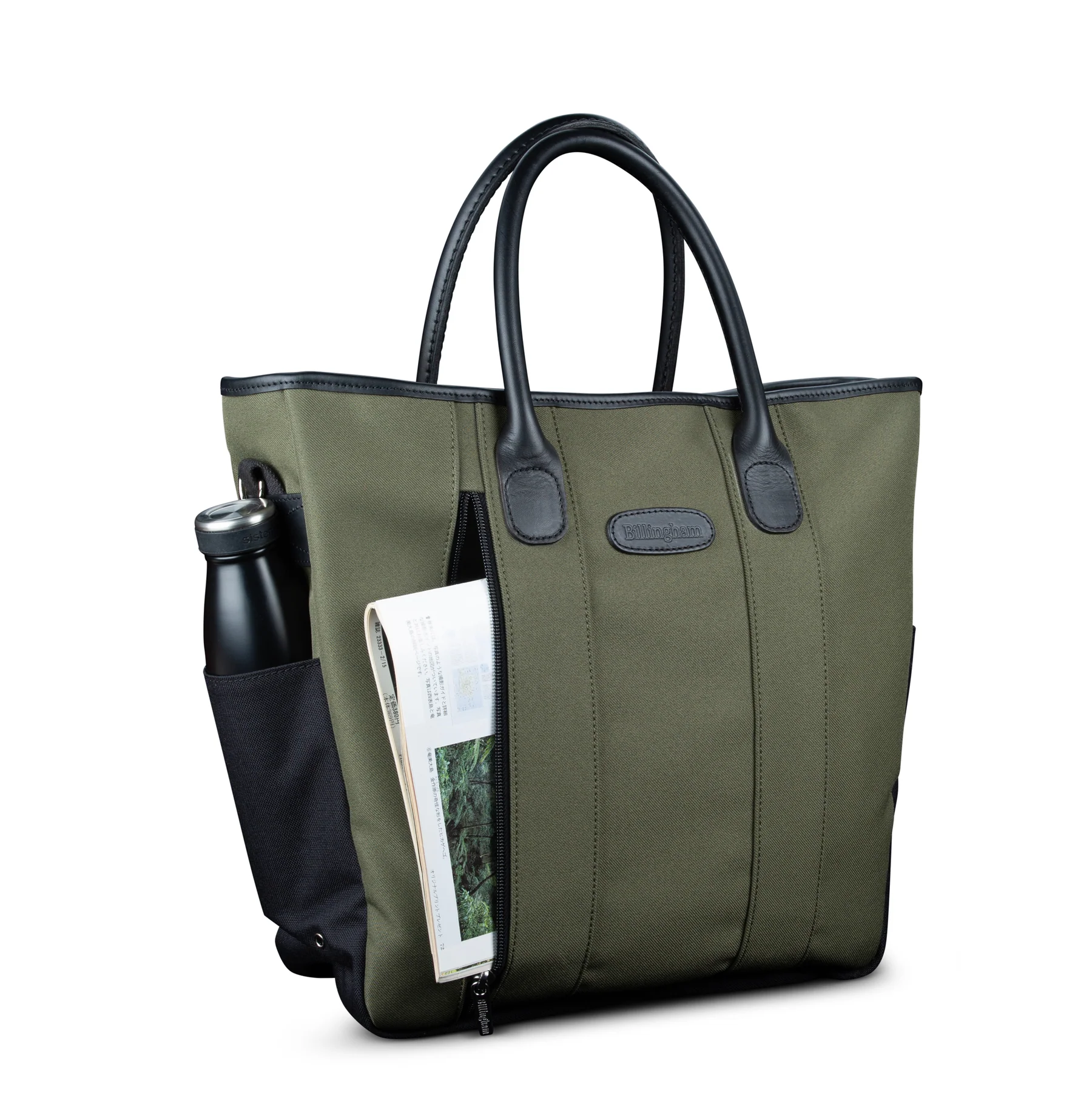 Billingham Best Boy Tote Bag Green Fibrenyte Black Leather