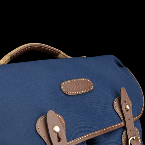 Billingham Hadley One Camera Bag Navy Fibrenyte Brown Leather