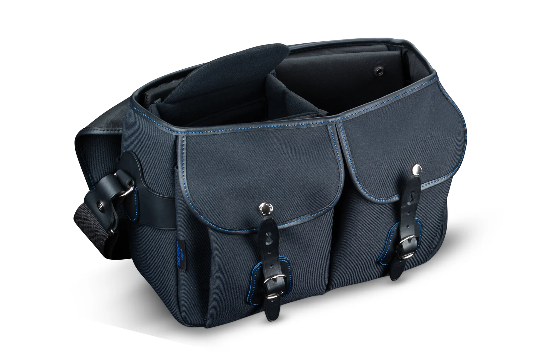 Billingham Hadley One Camera Bag Navy Fibrenyte Brown Leather