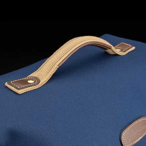 Billingham Hadley One Camera Bag Navy Fibrenyte Brown Leather