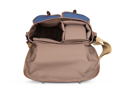 Billingham Hadley One Camera Bag Navy Fibrenyte Brown Leather