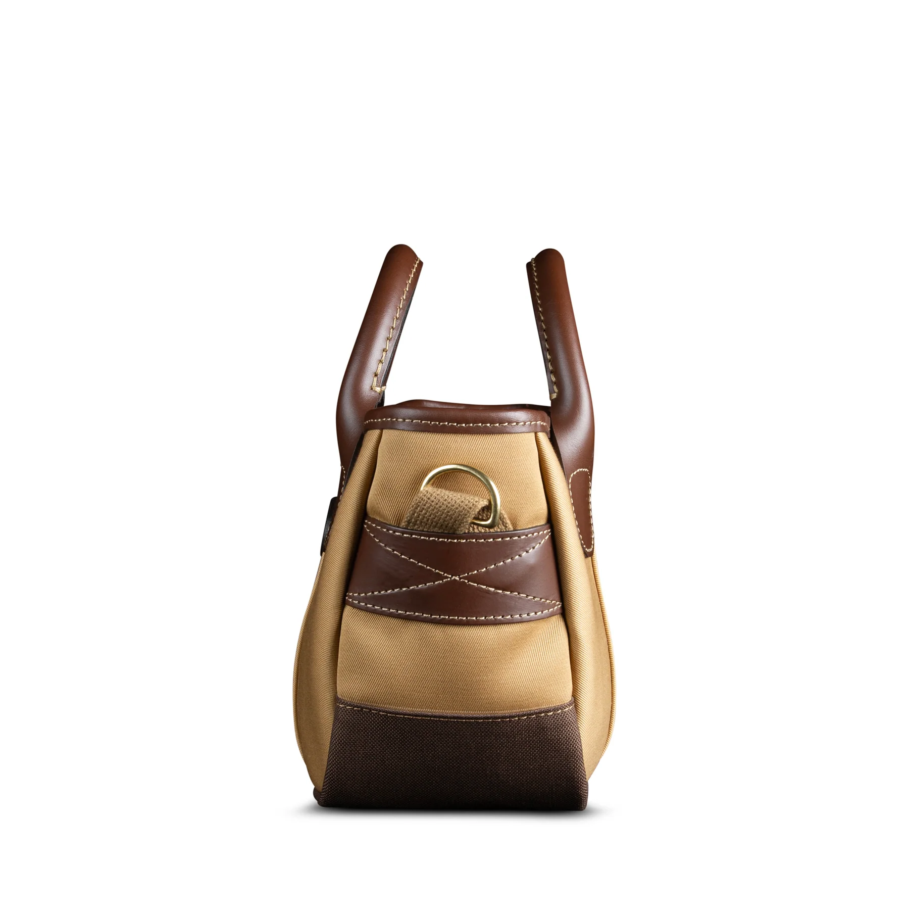 Billingham Dolly Grip Handbag Khaki Canvas Brown Leather