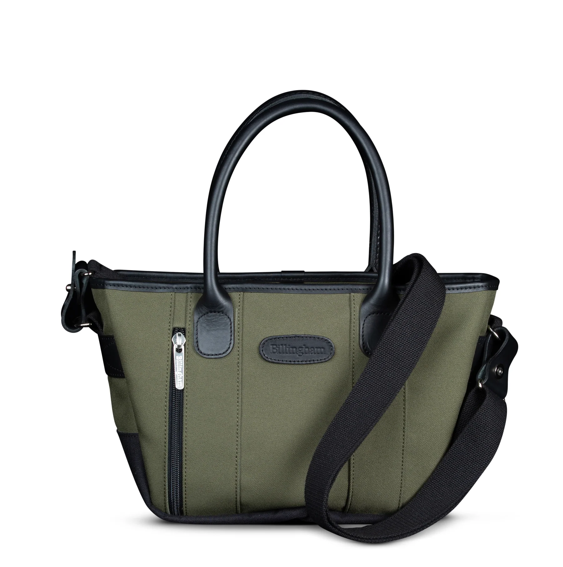 Billingham Key Grip Handbag Green Fibrenyte Black Leather