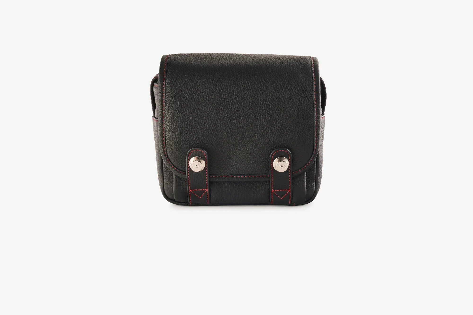 The Q Bag Full Grain Black Red Stitching