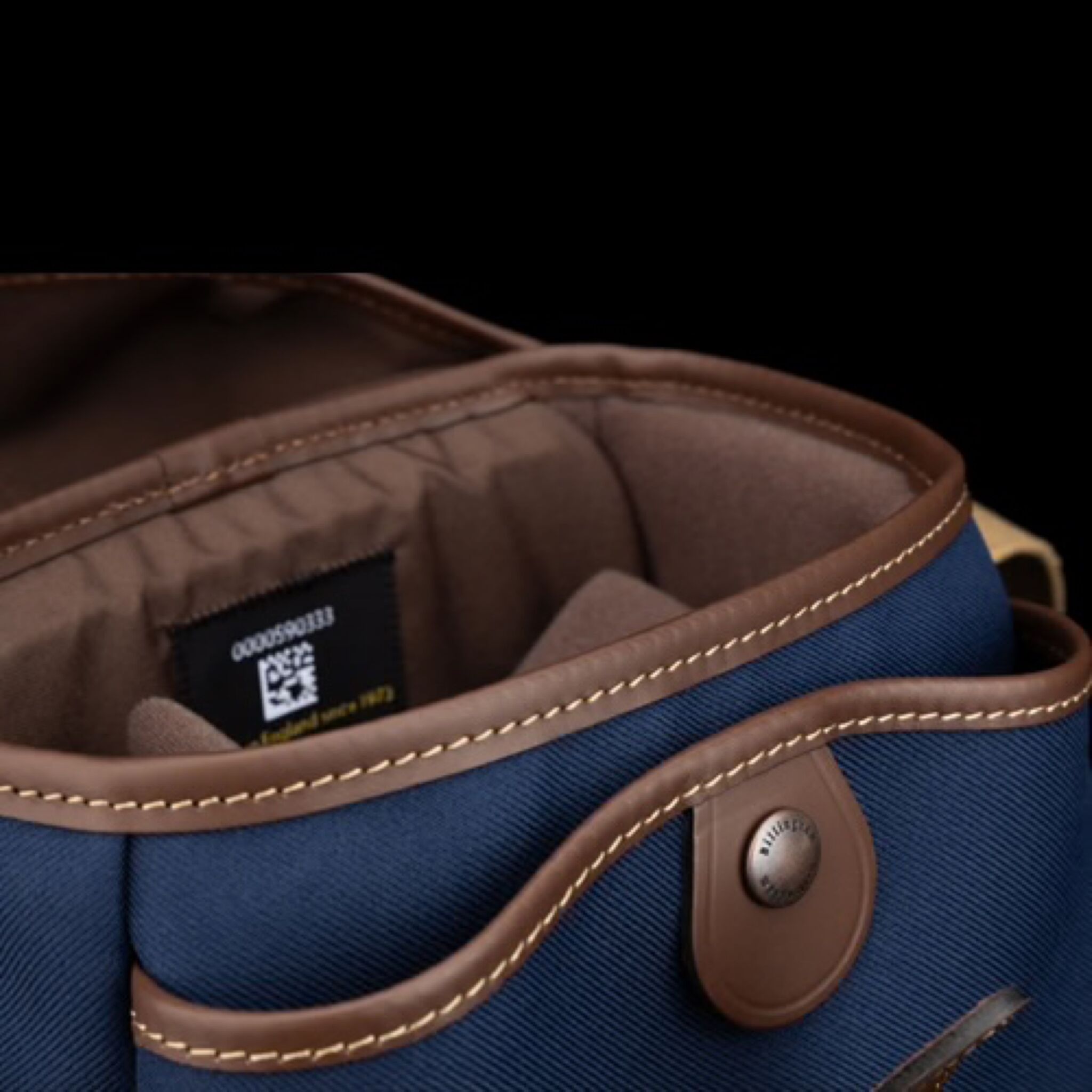 Billingham Hadley Digital Camera Bag Navy Fibrenyte Brown Leather