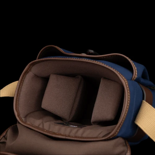 Billingham Hadley Digital Camera Bag Navy Fibrenyte Brown Leather