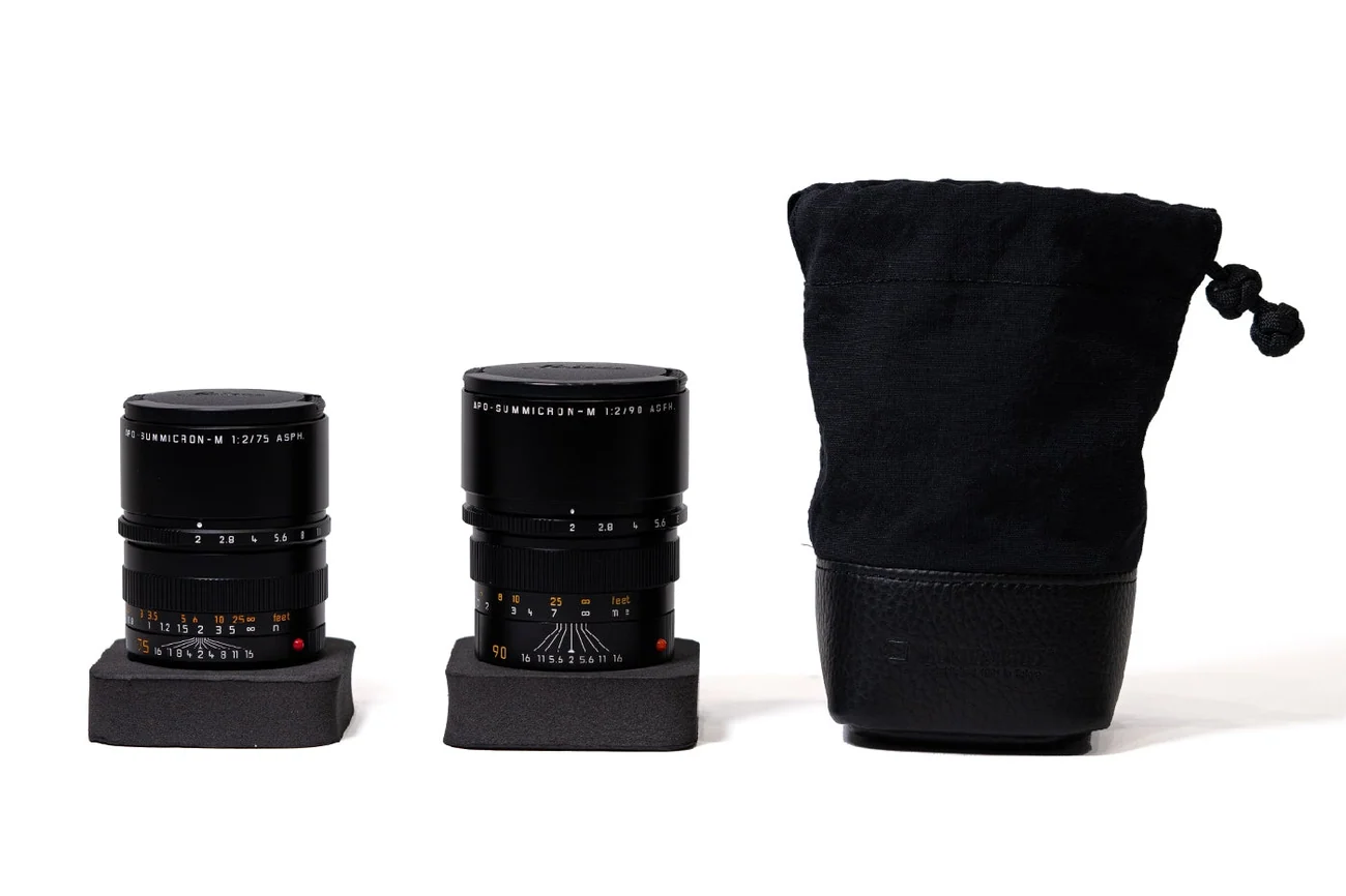 Camera Lens Pouch M Fabric Leather Acam Lp140 Blbk