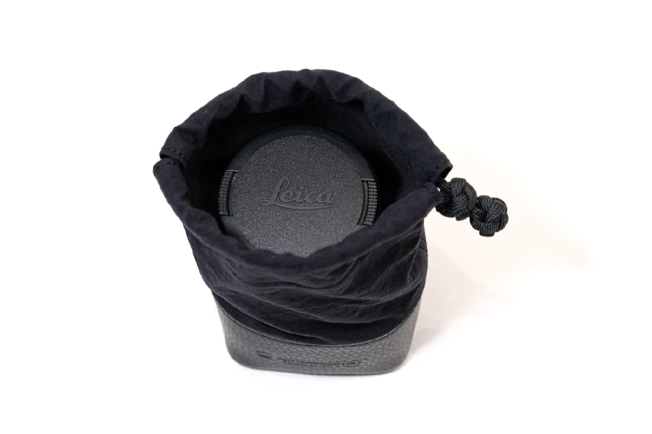Camera Lens Pouch M Fabric Leather Acam Lp140 Blbk